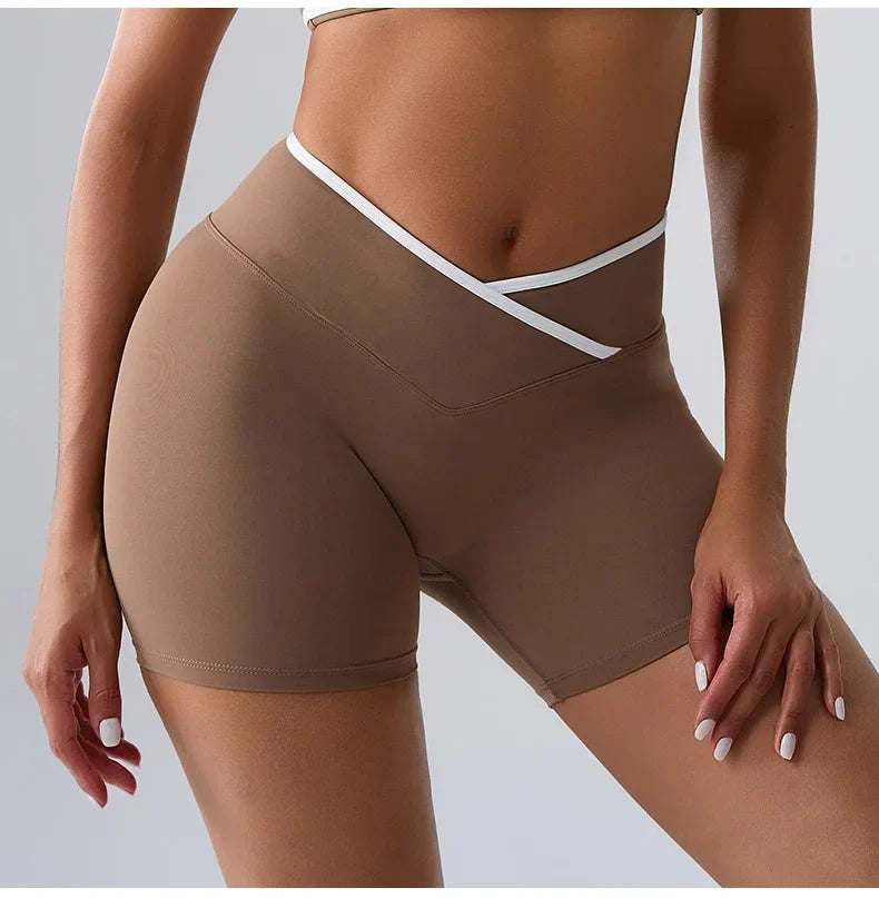 Sports Shorts Cross Waist Women Shorts Women Cycling Jogging Fitness High Waist Push Up Gym Shorts Leggings Women Yoga Clothing