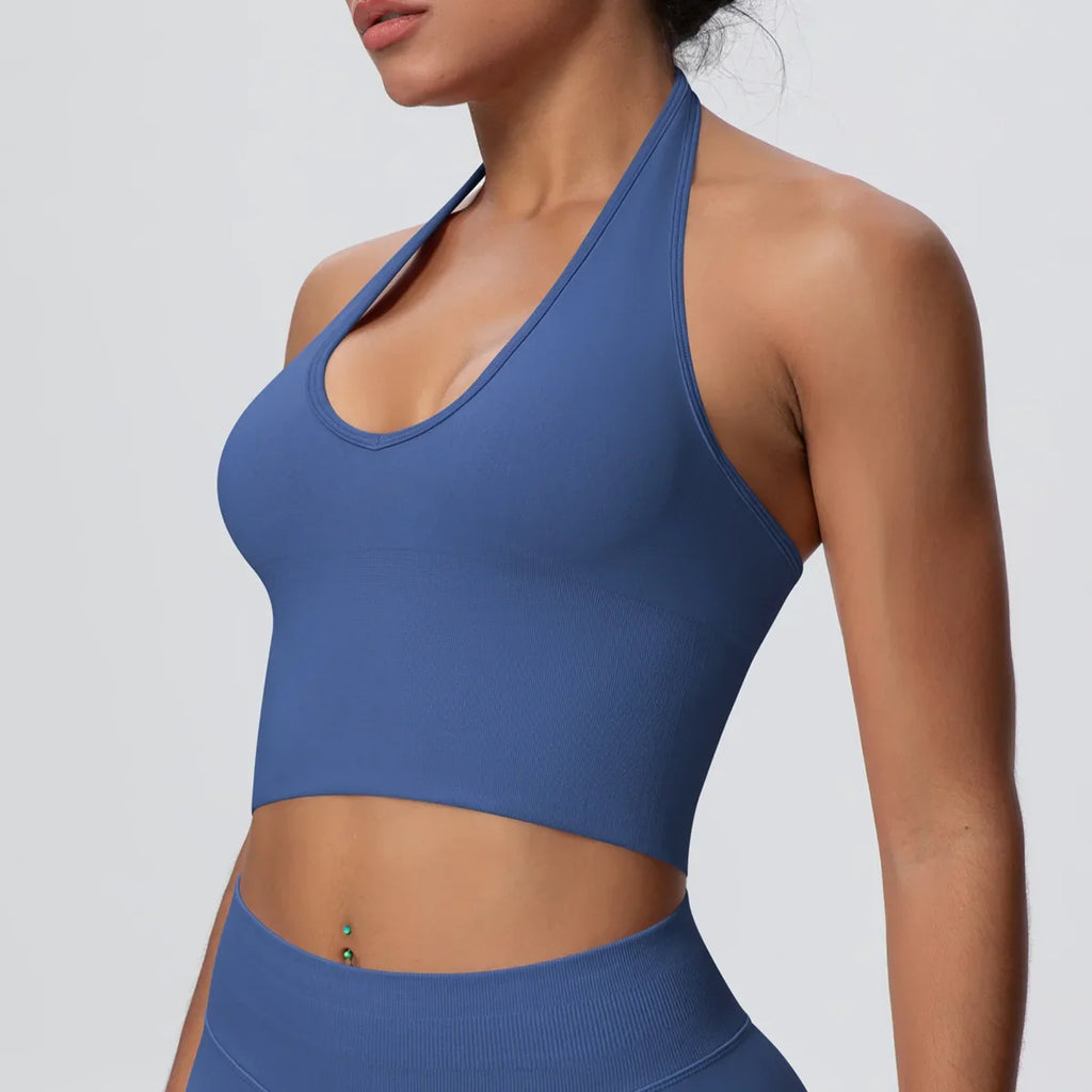 Gym Tops Women Halter Top Gym Vest Woman Sexy Backless Push Up Sport Bras Running Vest Workout Tops Activewear Yoga Fitness Vest