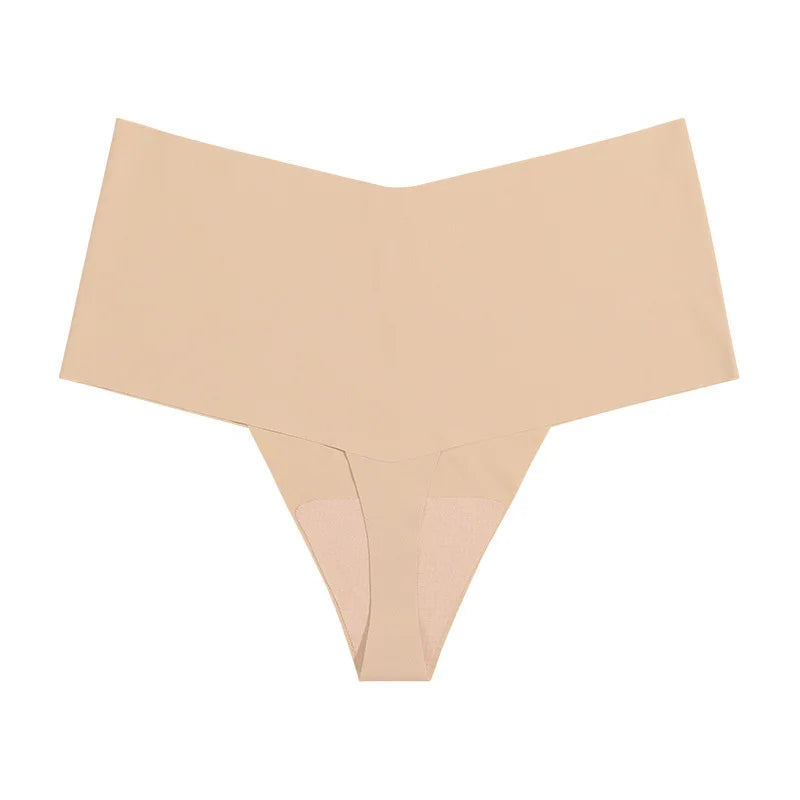 Ice Silk Women Panties Sexy Thong Briefs Yoga Seamless G String Quick Drying Underwear Simple Mid Waist Traceless Thin Sports