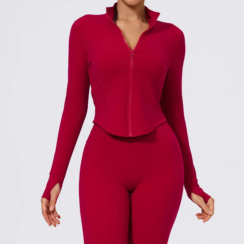 Hearuisavy Summer Ultra-Soft Fabrics Tight Sports Jackets Women Zipper Gym Yoga Clothes Female Quick-Dry Long Sleeve Sportswear