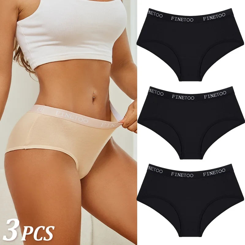 3Pcs Women's Cotton Briefs Letter Belt Underwear Women Panties Sexy Breathable Briefs Female Stretch Ladies Soft Lingerie