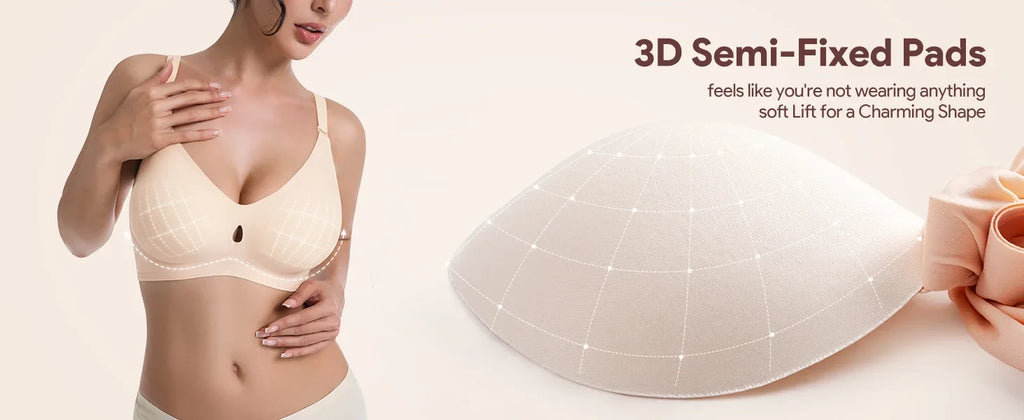 Women's Jelly Bra No Steel Ring Seamless Gathered Support 3 Pack Nylon Fabric Adjustable Shoulder Strap Invisible Cup Type