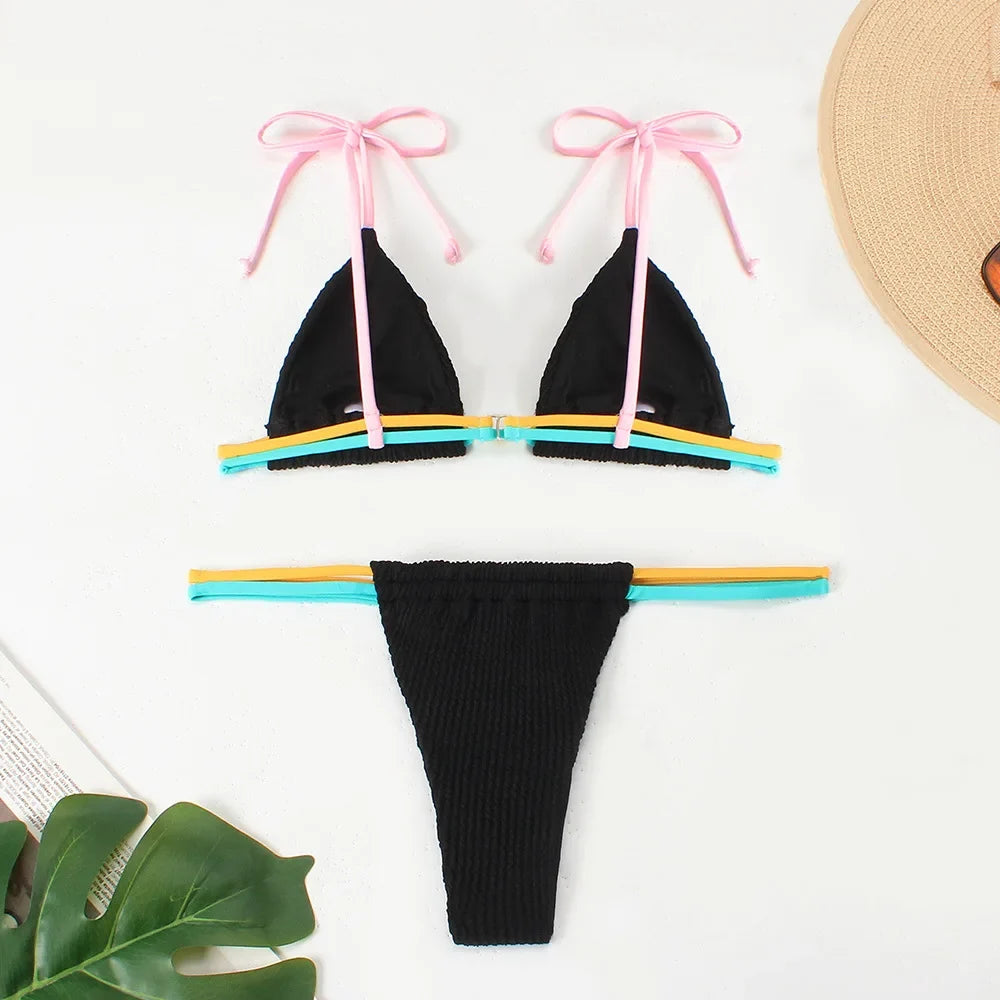2026 New Fashion Sexy Bikini Solid Swimsuit Women Swimwear Push Up Set Brazilian Bathing Suit Summer Beach Wear Swimming