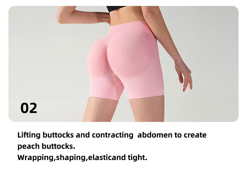High stretch hip lifting fitness yoga shorts with peach hips and no awkward lines, Pilates medium intensity training shorts