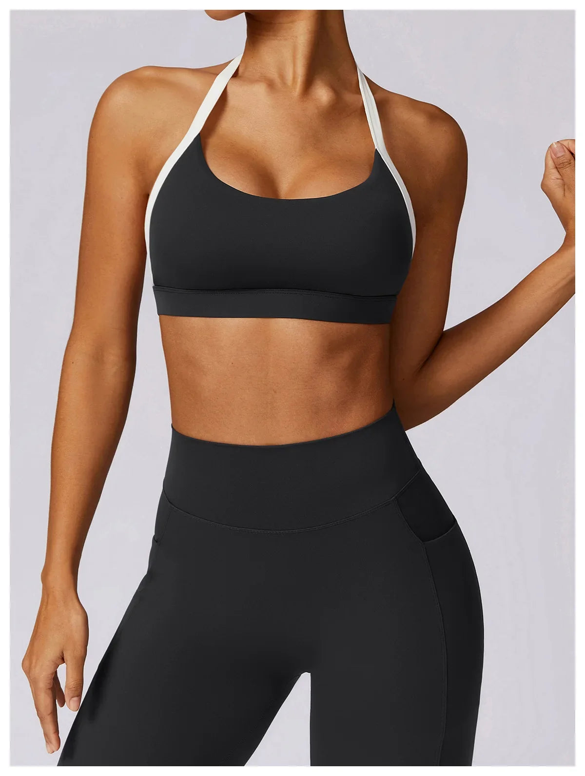 Gym Sport Bra Halter Sports Bra Anti-sweat Breathable Yoga Bra Shockproof Crop Top Fitness Top Push Up Workout Top Women
