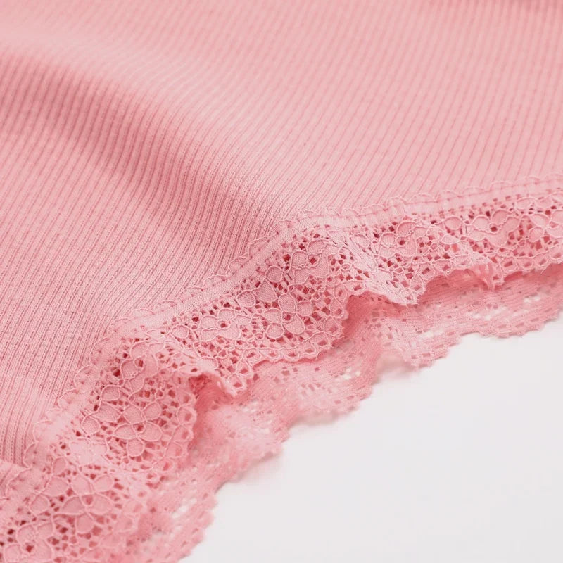 3PCS/Set Women Cotton Panties Low Waist Sexy Lace Brazilian Briefs Female Cross Webbing Underpants Soft Breathable Lingerie S-XL