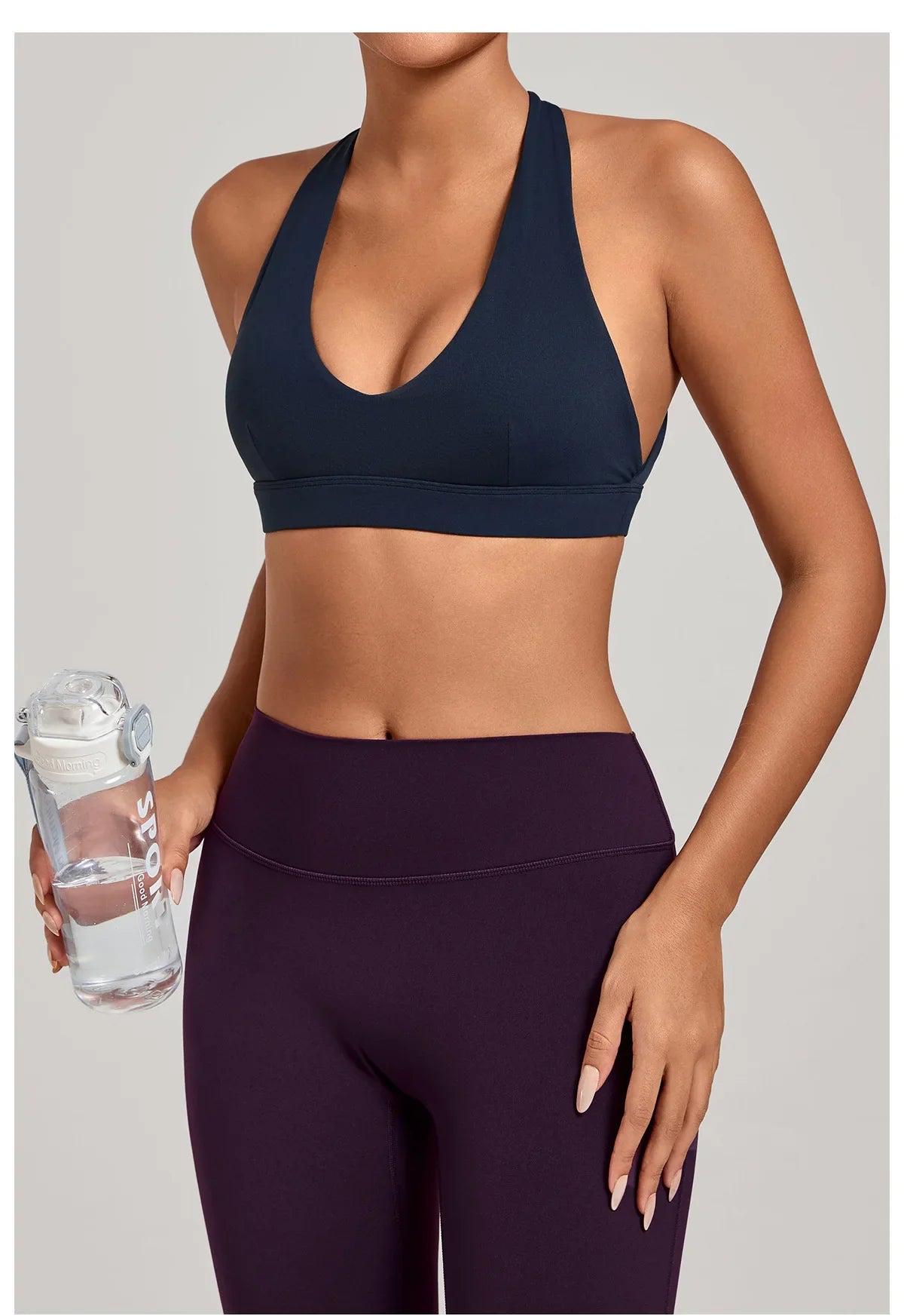 Sports Bra Gathered Neck Hanging Style Backless Tight Yoga Bra Women's Top Fitness Outdoorsports Pilates Training Gym Workout