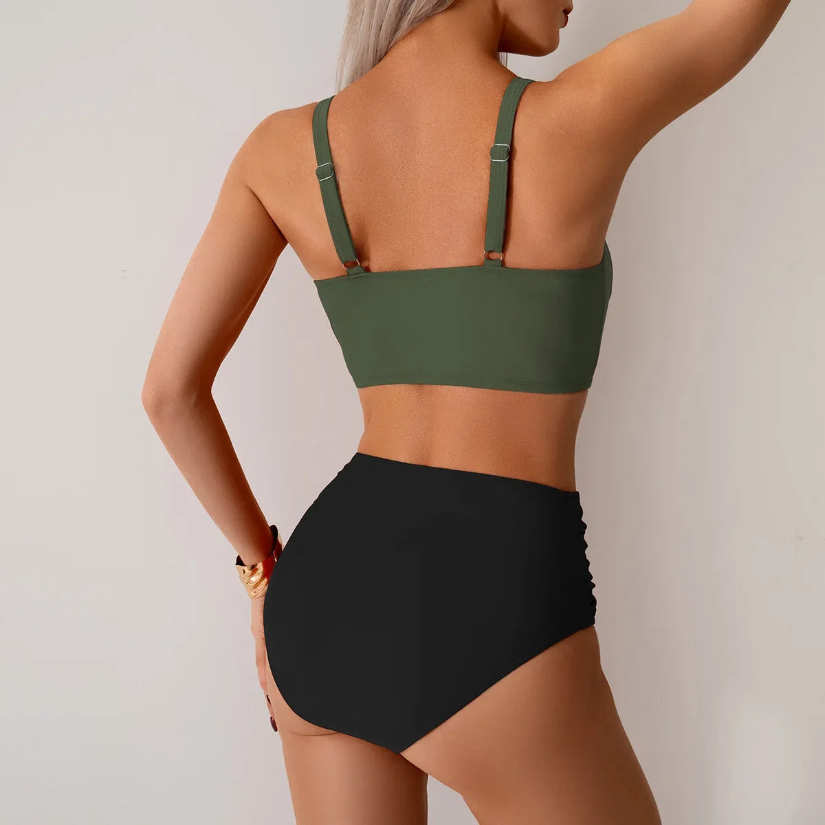 2026 Sexy Black Two Piece Swimsuit Women Solid Push Up Padded Bikini Set Beachwear Summer Swimwear High Cut Bathing Suit Biquini