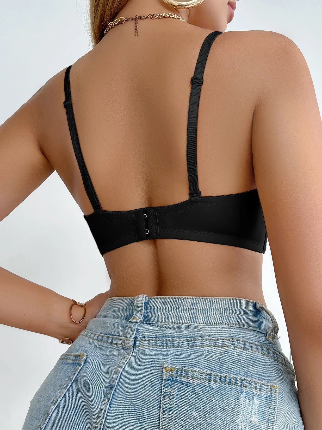Women's Floral Lace Bra Front Closure Push up Bra Convertible Straps Underwire Support Women's Underwear Top