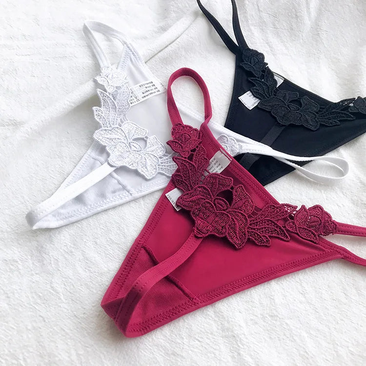Floral Embroidery Sexy G String Underwear Women Panties T-Back Briefs Female Lingerie Erotic Girls Thongs Bikini Size S-XXL