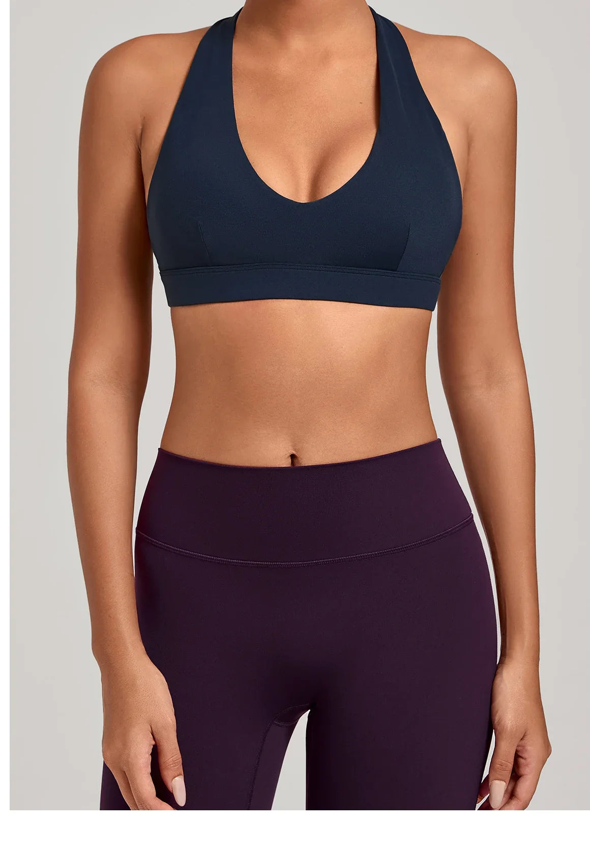 Sports Bra Gathered Neck Hanging Style Backless Tight Yoga Bra Women's Top Fitness Outdoorsports Pilates Training Gym Workout