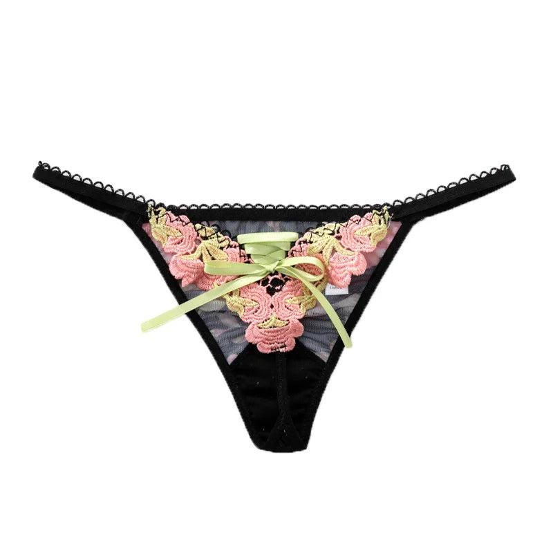 Lace Rose Sexy Thong Women Panties Girls Briefs Flower Seamless G String Underwear Low Waist Female Lingerie Intimates