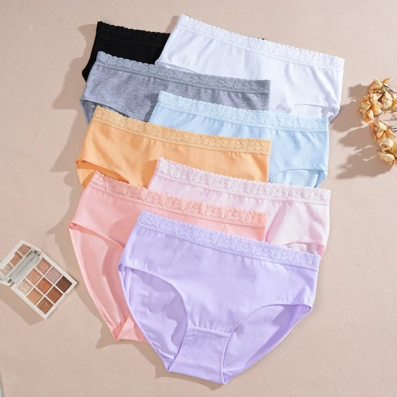 3Pcs Women Cotton Lingerie Sexy Soft Fashion Panties Femme Buckle Design Underwear Pantys Underpant Lingerie Lace Intimates S-XL