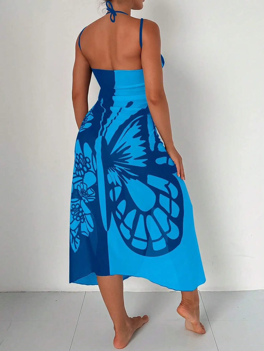 Sexy Butterfly Print Cover Up 2026 Women Black Patchwork Mesh Dress Tunic Bikini Lady Elegant Bath Sarong Wrap Skirt Beachwear