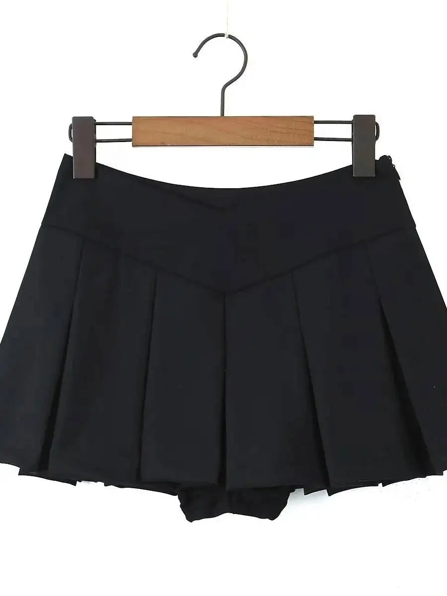 2026 Spring/summer New High Waisted Pleated Skirt Women's Spicy Girl Solid Color Slim A-line Wrap Hip Short Skirt A45S