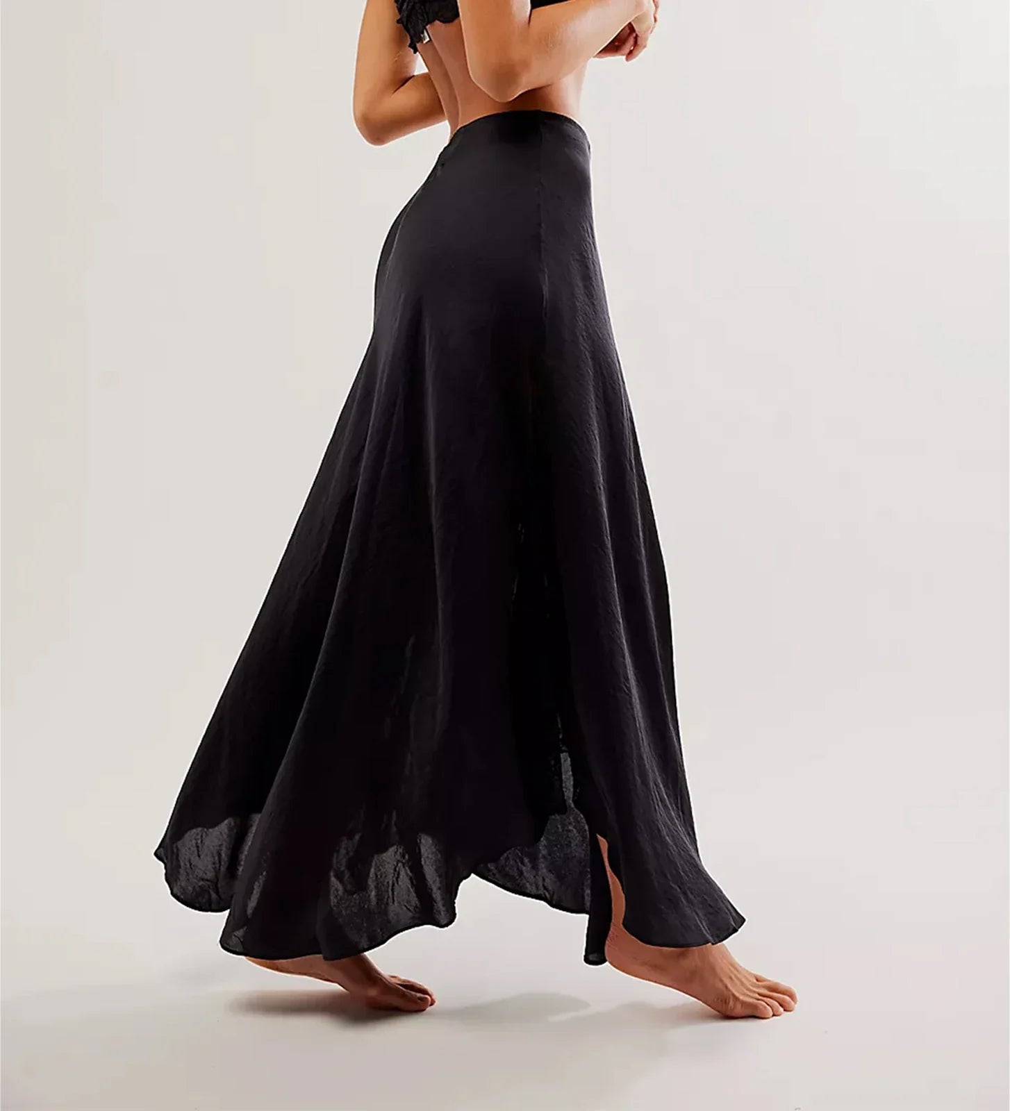 Solid Women Long Skirts Summer Elegant Low Waist Lace Satin Patchwork Skirts with Lace Flower Vintage Skirts Ball Gown Skirts
