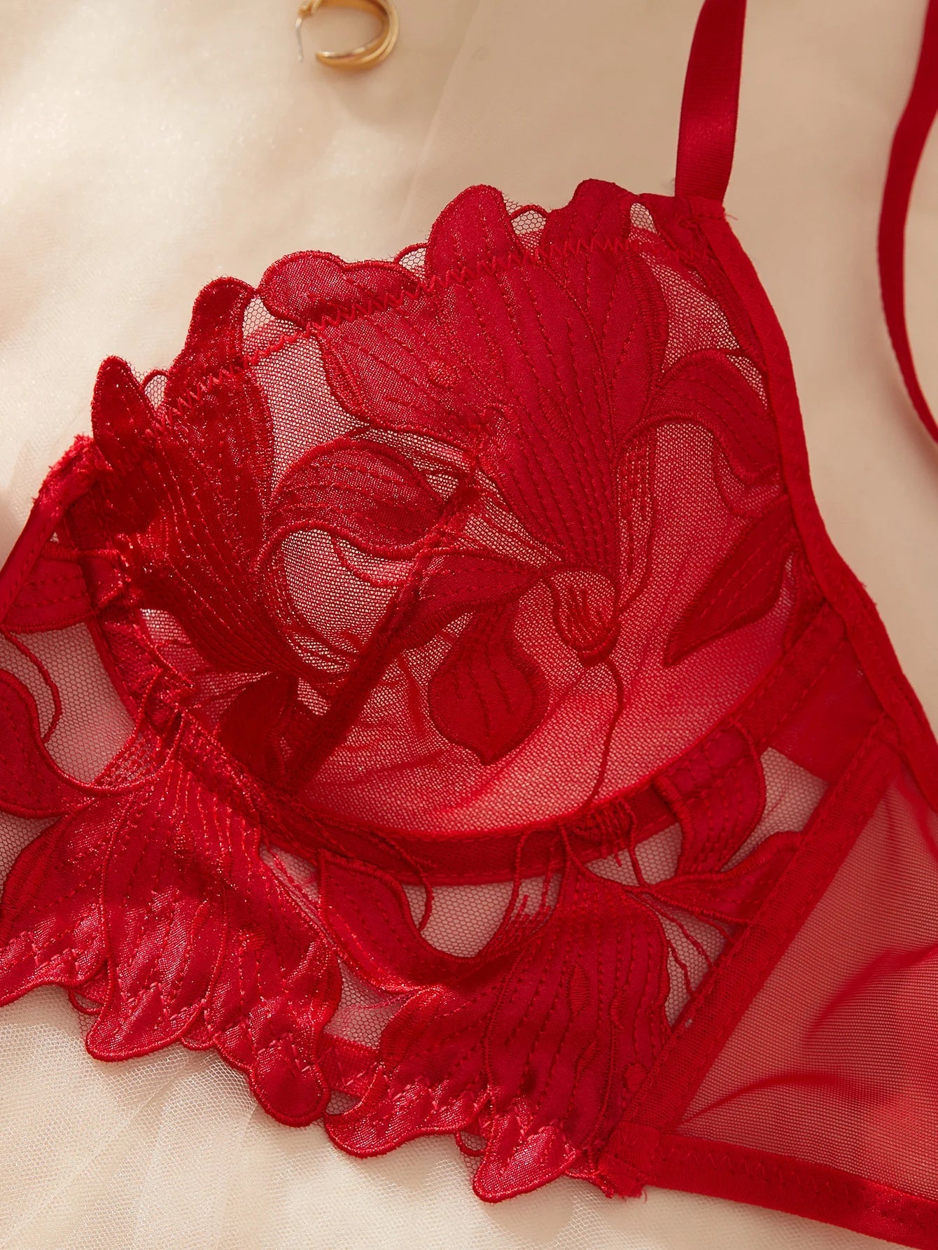 Floral Valentine Charming Brief Panty Underwear Sexy Nighty Fancy V Underwear Brief Set for Lady