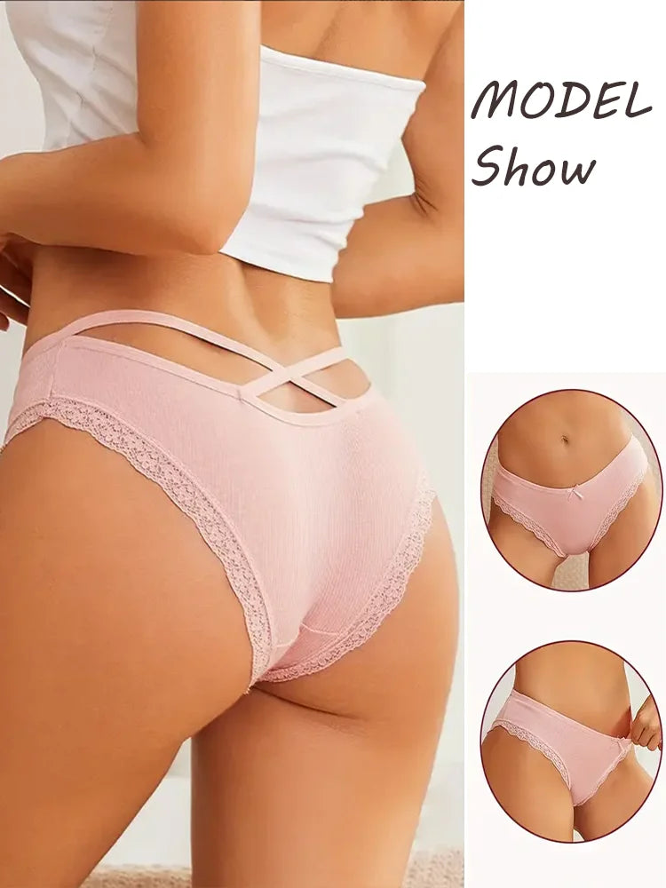 4PCS Cotton Seamless Panties Hollow Sexy Design Unique Low Waist Women Panties Breathable Girls Underwear Soft Lingerie S-XL