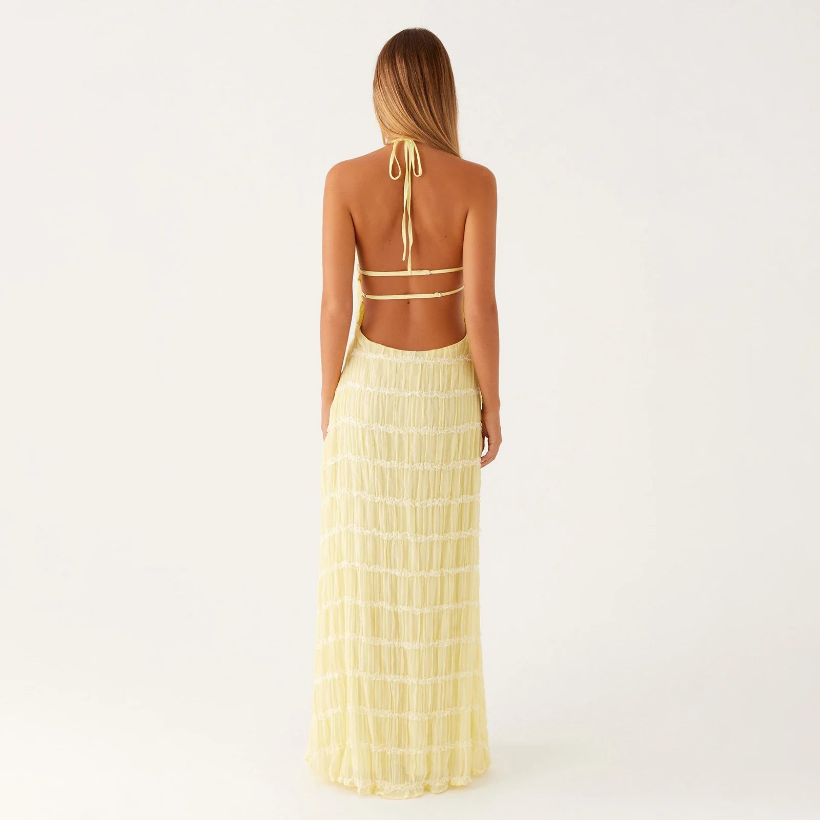 Women Ruched Cocktail Dress Elegant Party Bodycon Dresses Female Long Dress Summer Sleeveless Backless Solid Dress Vestidos
