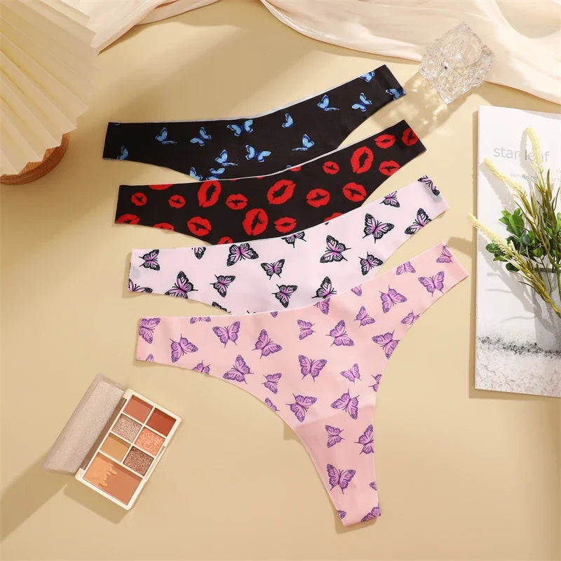 3Pcs Women G-string Seamless Sweet Fruit Thongs Low-waist Panties Ladies Soft Cute Thongs Female S-XL T-Back Panties Underwear