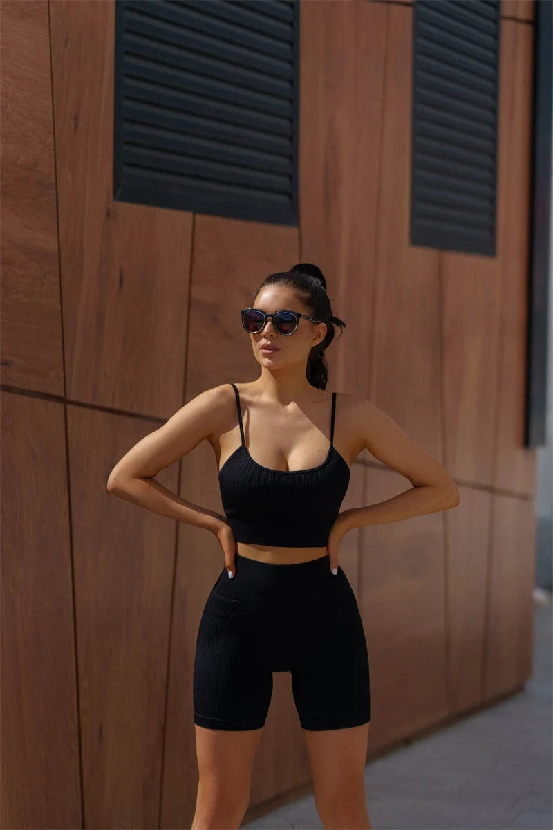 Seamless Backless Yoga Suit Set Women Sexy Gym Leopard Print Leggings Bra Set High Waist Workout Clothes Hip Raise Pants