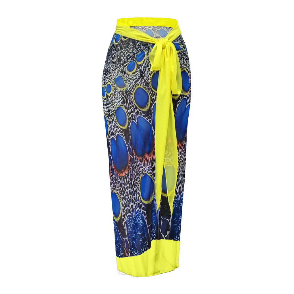 Vintage Sunscreen One Piece Swimsuit Skirt Set Women Peacock Print Long Sleeve Zipper Swimwear Beach Bathing Suit Monokini 2025