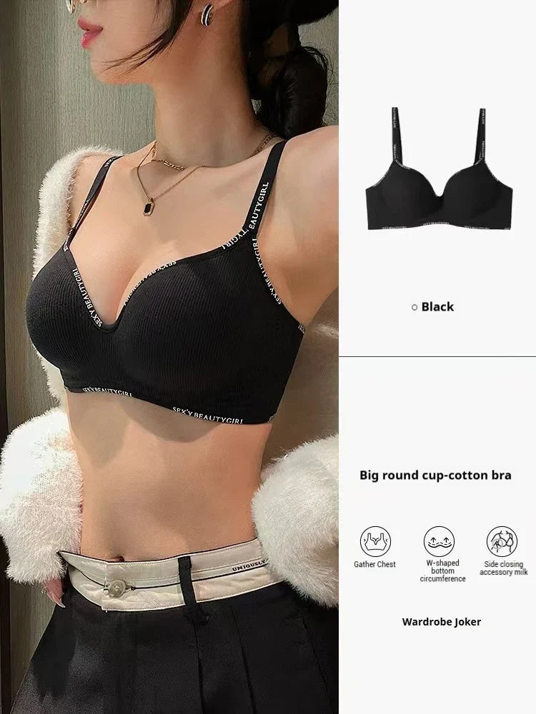 Deep V Knitting Bra Women's Underwear Small Chest Sexy Push Up Lingerie Seamless Bra for Women Bra Thick Bralette 32-38AB