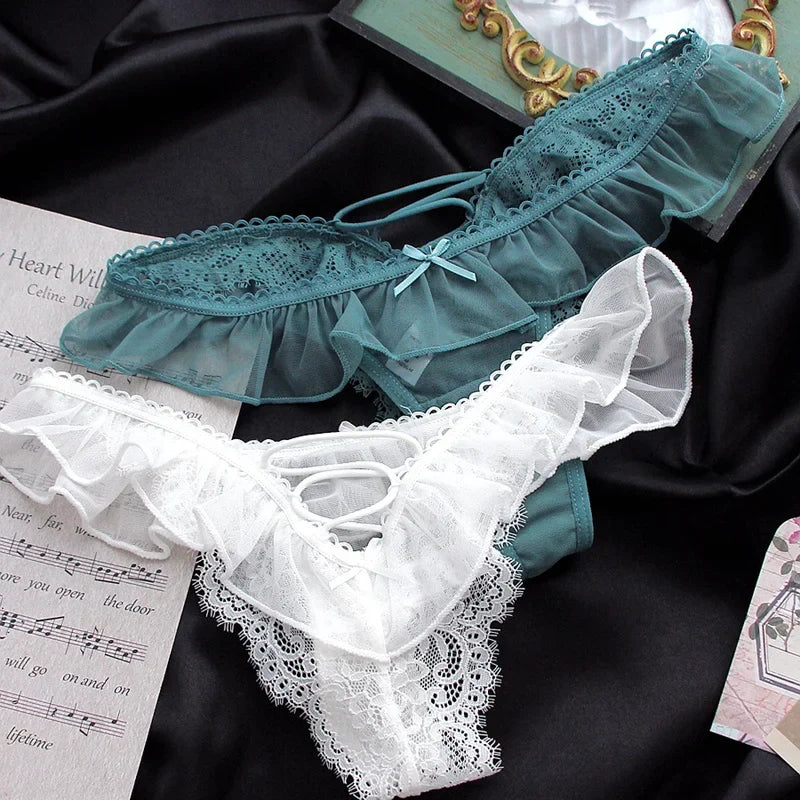 Girls G String Sexy Panties Women Underwear Lace Briefs Hollow Out Thong High Quality Transparent Underpants Lingerie Intimates