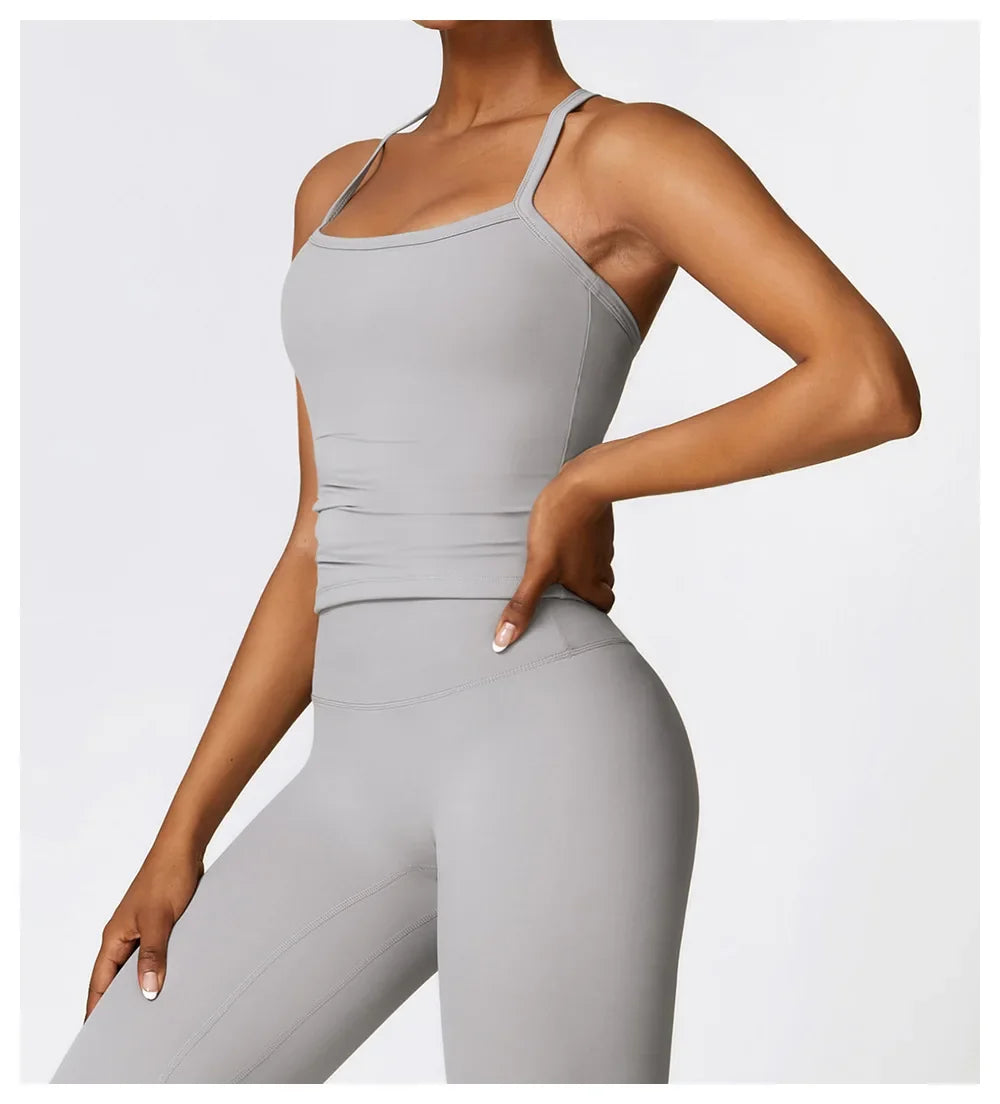 Strappy Sports Bra For Women Gym Workout Tops Sexy Yoga Bra Gather Fitness Push Up Training Running Female Sport Vest