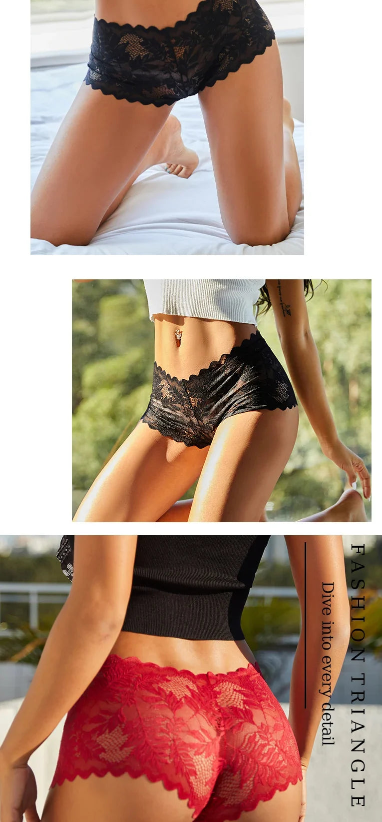 6PCS Women Lace Boxers Briefs Sexy Seamless Breathable Low Waist Female Underwear Solid Color Intimates High Elastic Lingerie