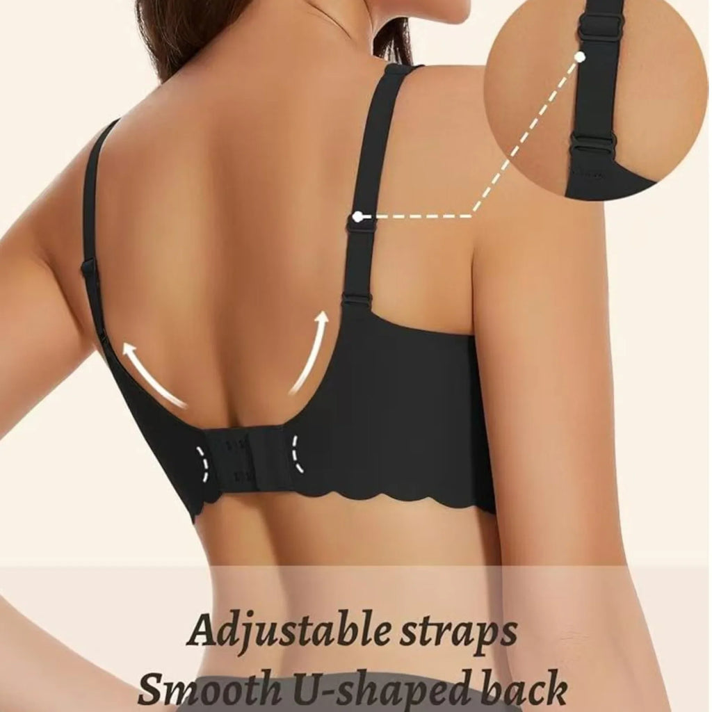 Women's Deep V Wave Seamless Jelly Bra Wire-free Seamless Bra Thin Mold 3/4 Cup Bra Comfortable Plus Size Push-up Underwear