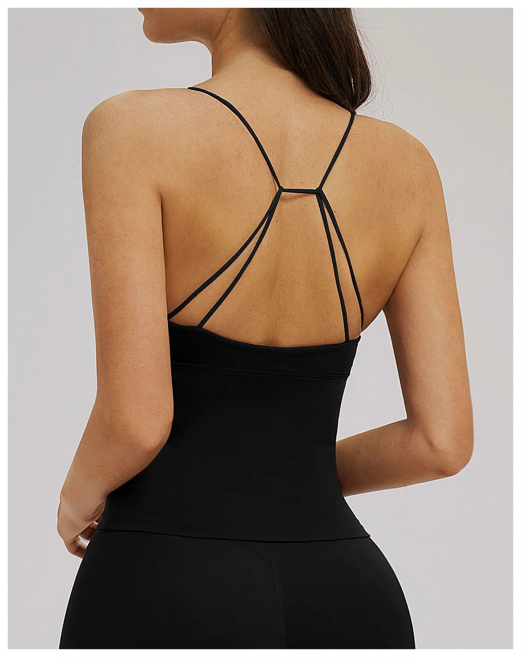 Vision Twist Front Longline Top Sports Longline Strappy Top Sports Yoga Vest Women's Fitness Tank Top Gym Running Workout Halter