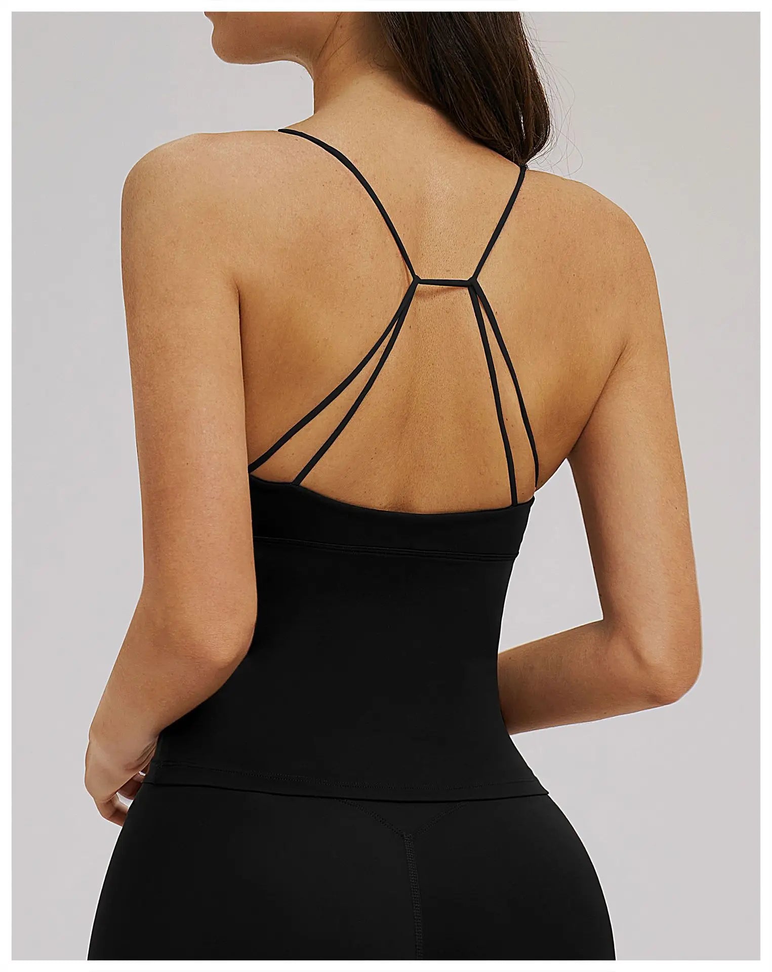 Vision Twist Front Longline Top Sports Longline Strappy Top Sports Yoga Vest Women's Fitness Tank Top Gym Running Workout Halter