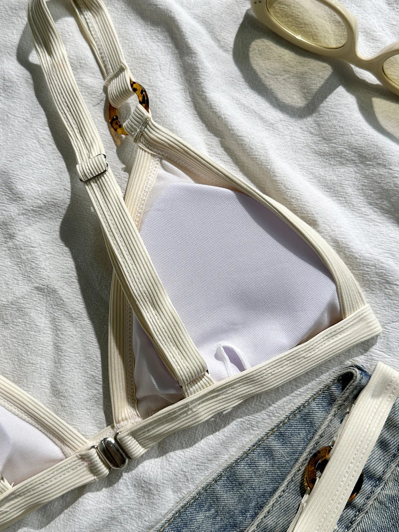 Sexy Khaki Patchwork Micro Bikini 2026 Women Brazilian Push Up Bra Metal Circle Thong Swimsuit Bathing Suit Holiday Swimwear
