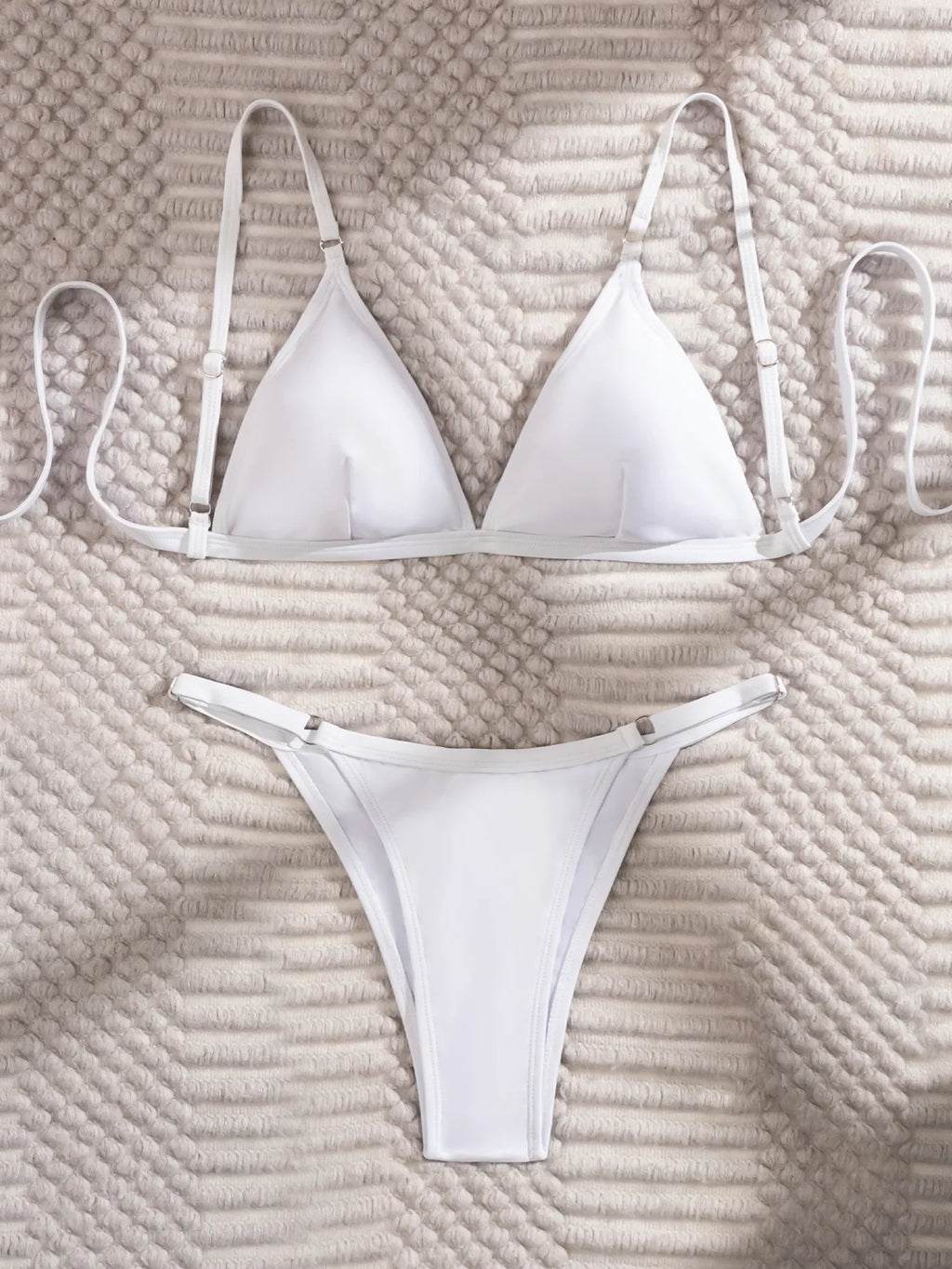 2026 New Sexy Women's Split Bikini Solid Color Holiday Beach Monochrome Swimsuit Black Swimwear White Lace-up Bikini Set