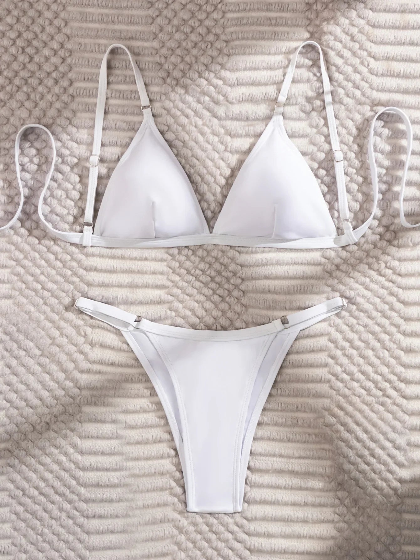 2026 New Sexy Women's Split Bikini Solid Color Holiday Beach Monochrome Swimsuit Black Swimwear White Lace-up Bikini Set