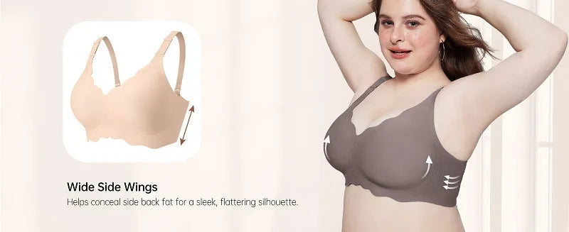Women's Wave Jelly Seamless Bra 3/4 Cup Thin Molded Wire-Free Supportive Bra with Push-Up Comfort Solid Color Underwear Sostén