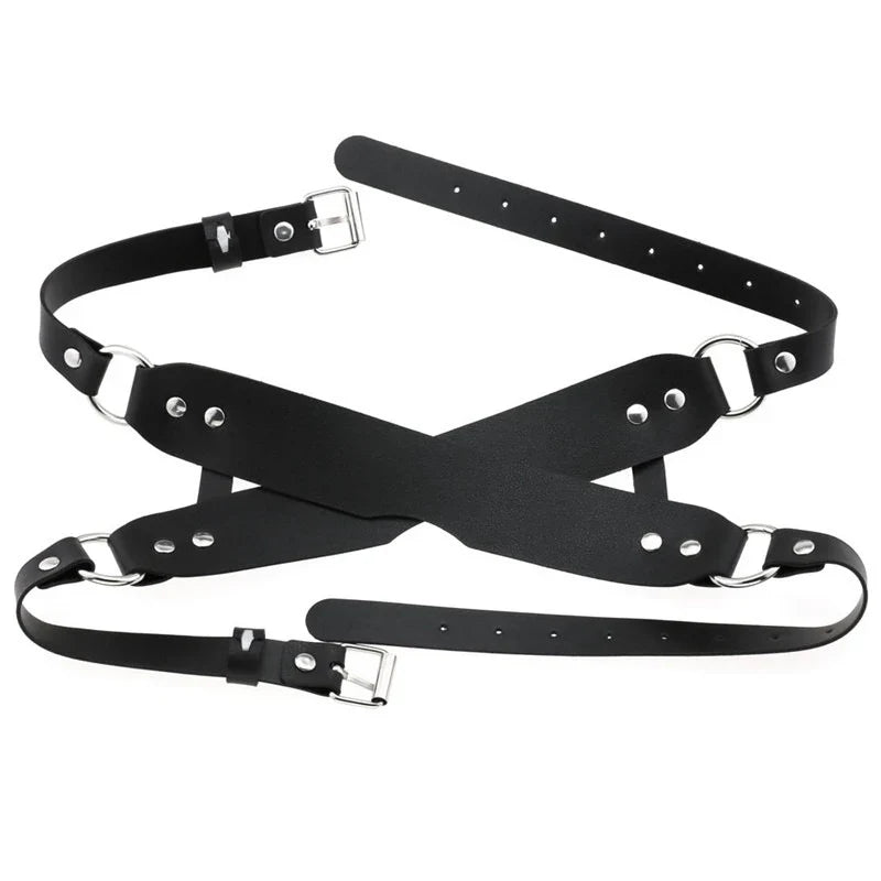 Cosplay Exotic Leather Mask Women Men Games Half Face Mask BDSM Bracelet Adjustable For Couples Bondage Set Adult Toys Supplies