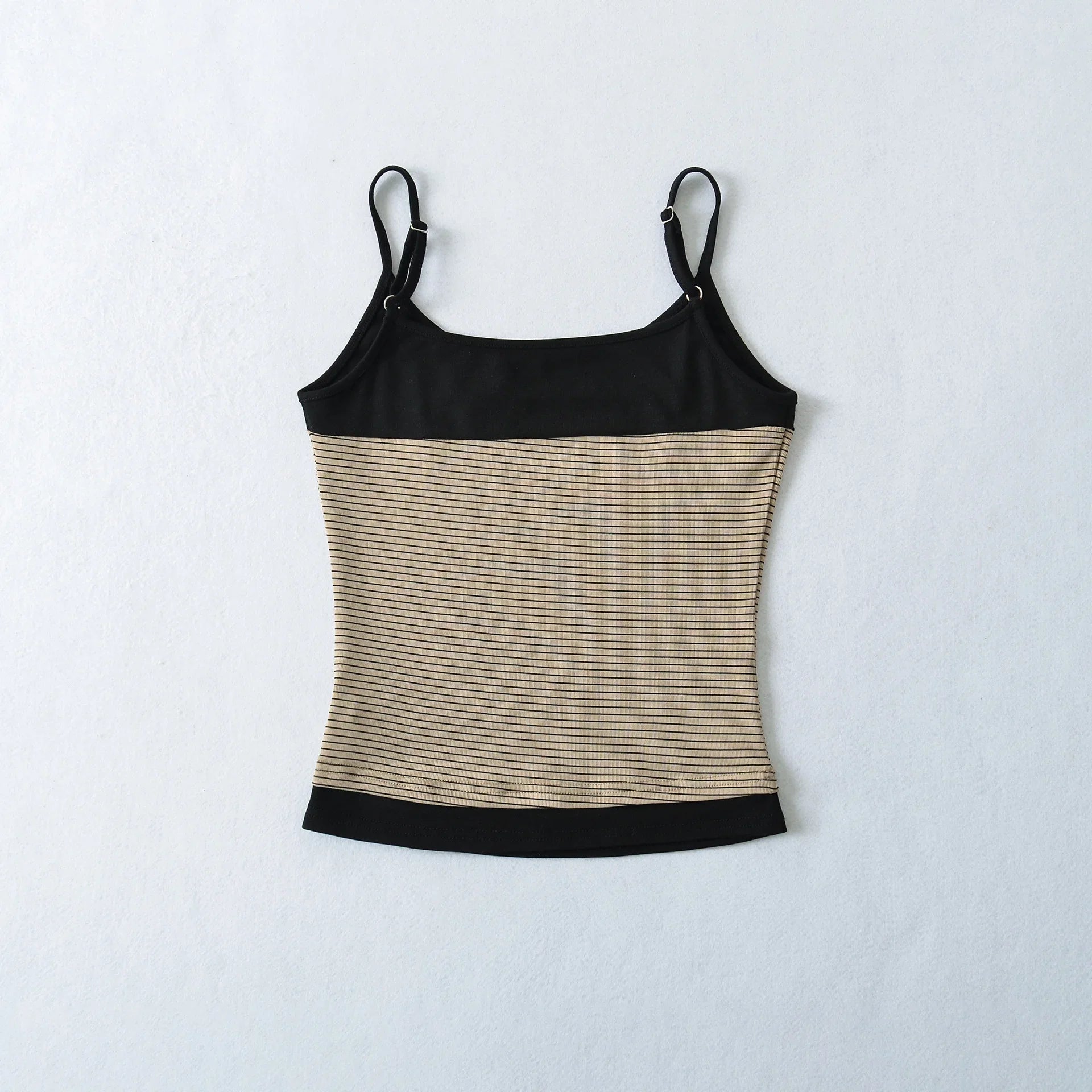 New Korean Style Pure Desire Color-Block Patchwork Base Shirt Women's Striped Inner Camisole Tank Top For Woman Casual TA42