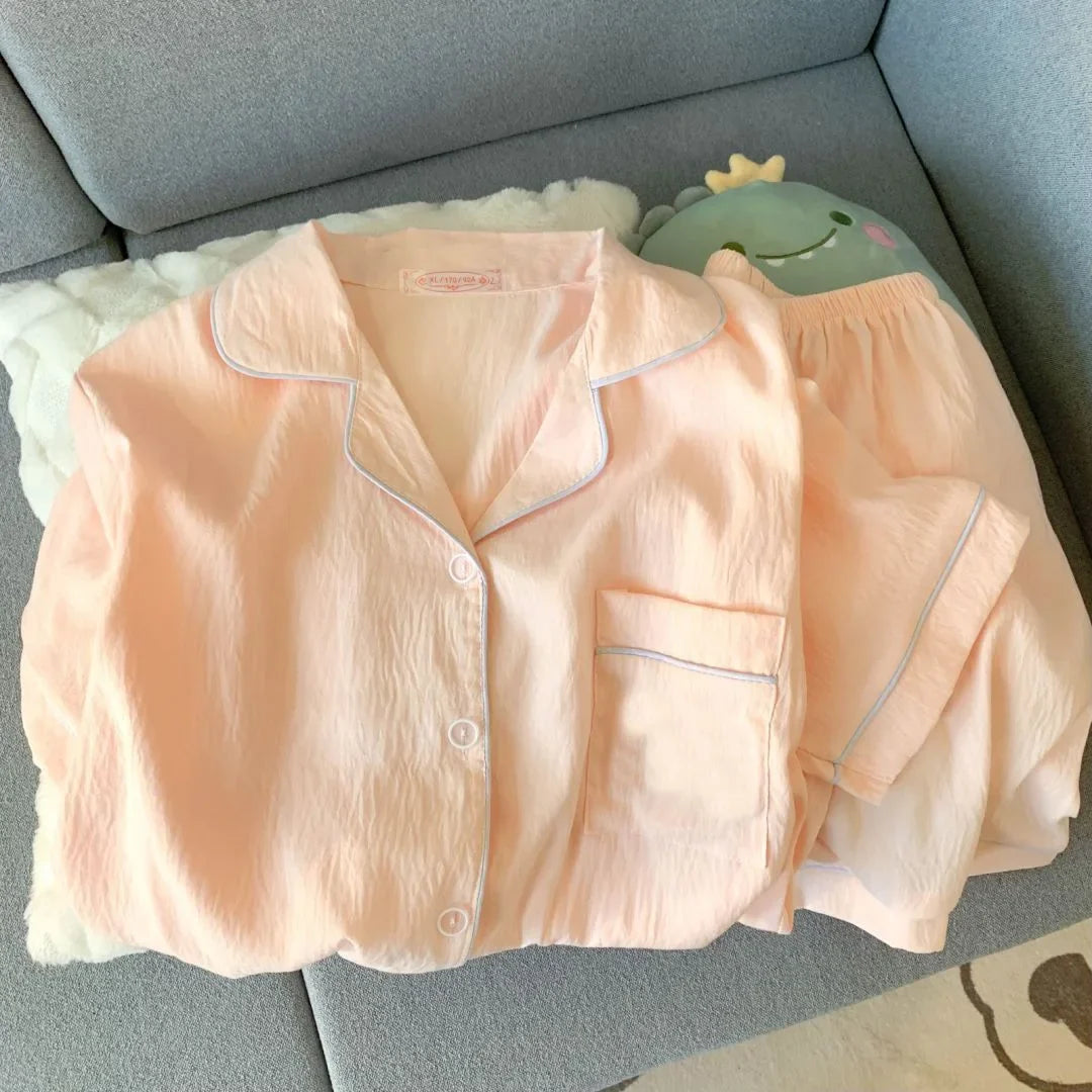Thin Cotton Women's Short-sleeved Pajamas Set Summer Cute and Casual Sweet and Girly Thin Home Wear Set Sausage Dog Sleepwear