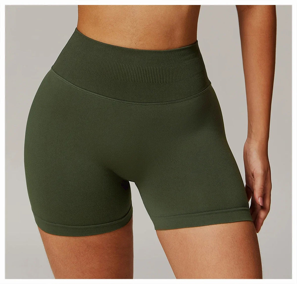 High Waist Shorts Seamless Yoga Shorts Workout Fitness Lift Peach Butt Fitness Tight Gym Running Body Shaper Pants Ribbed Shorts