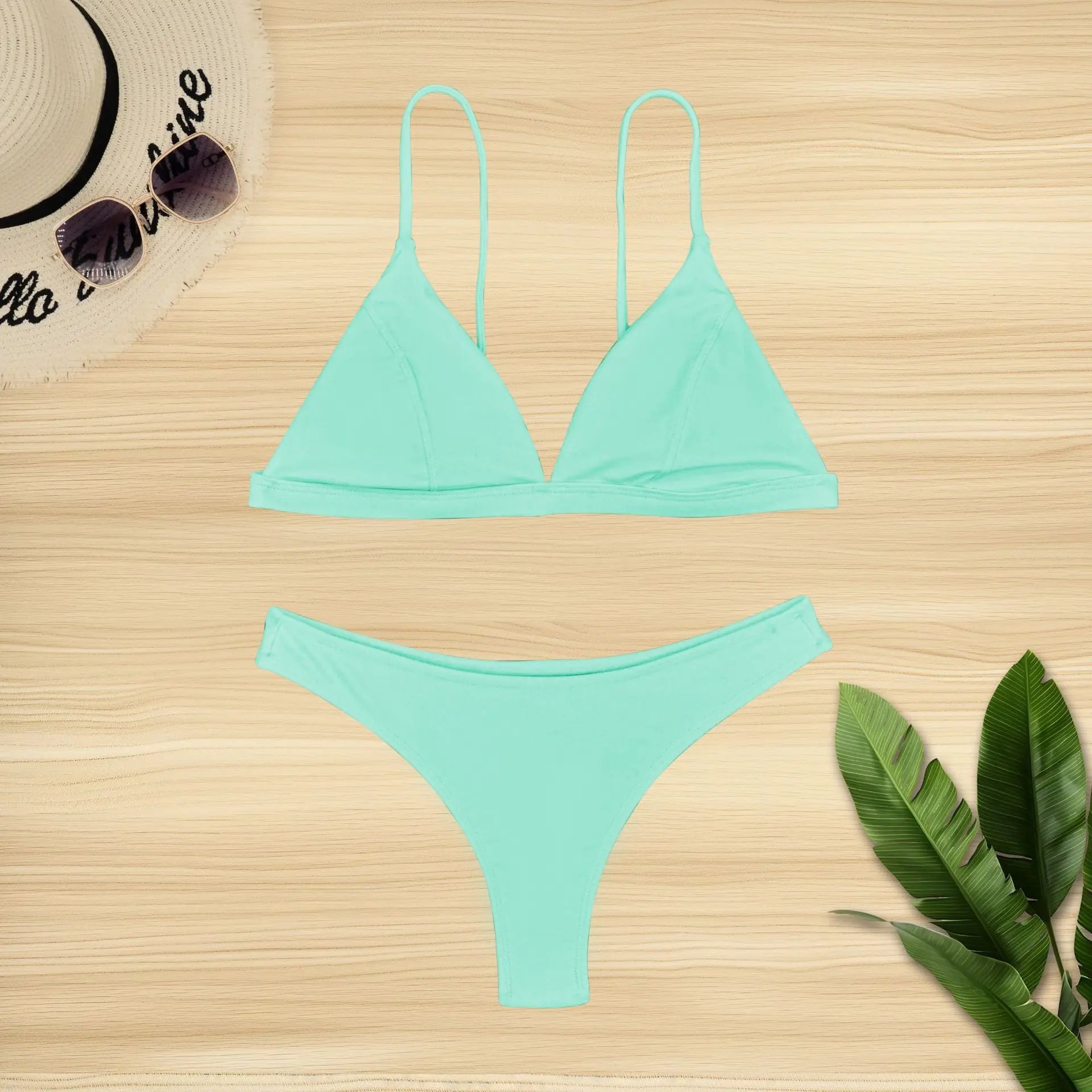 2026 Sexy Solid Color Bikini Swimwear Women's Underwear Nylon Fabric with Chest Pad No Steel Support For Swimming Swimsuit