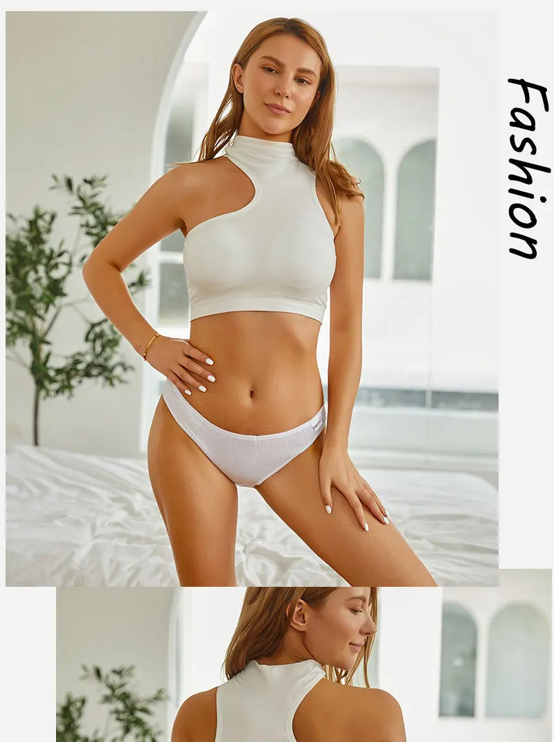 3PCS/Set Women Cotton Briefs Panties Ladies Sexy Solid Color Low Waist Underwear Female Soft Breathable Intimates Lingerie 2024