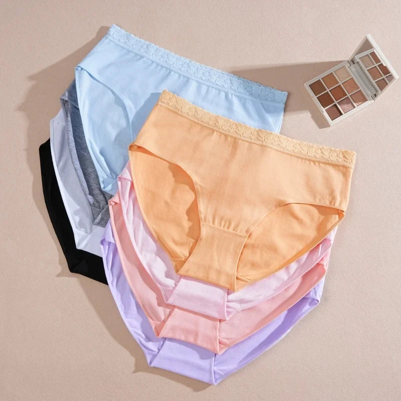 3Pcs Women Cotton Lingerie Sexy Soft Fashion Panties Femme Buckle Design Underwear Pantys Underpant Lingerie Lace Intimates S-XL