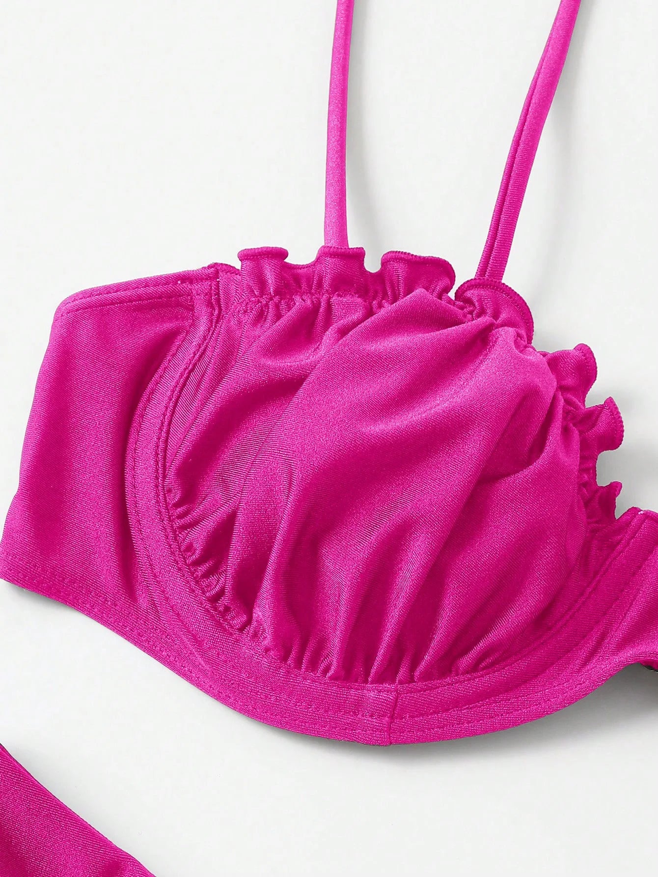 Sexy Hot Pink Bikini Set 2025 Women Pleate Shell Push Up Underwire Thong Swimsuit Beach Bathing Suit Swimwear Vacation Outfits