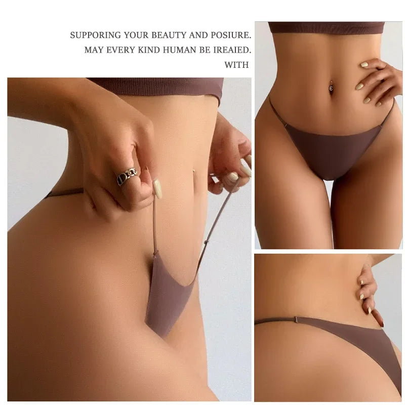 10Pcs/Set Seamless Thong Women Thin Strap Low Waist High Flexibility Panties Underwear Ladies Briefs T-back Comfortable Women