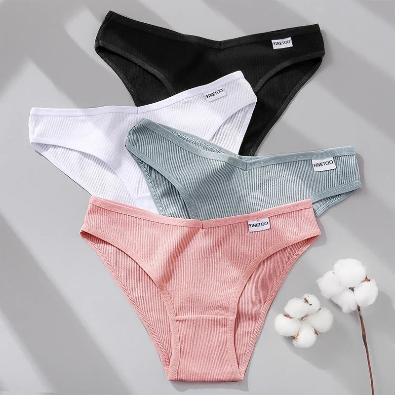 3PCS/Set Women Cotton Briefs Panties Ladies Sexy Solid Color Low Waist Underwear Female Soft Breathable Intimates Lingerie 2024