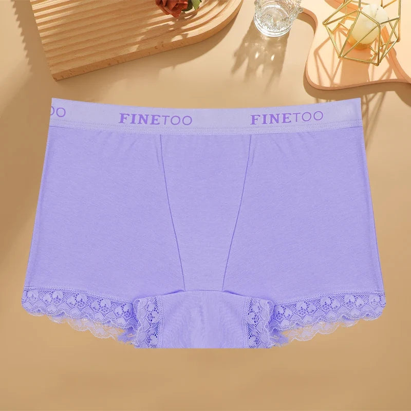 Women's Cotton Lace Boyshorts Sexy Letter Belt Breathable Boxer Panties High Waist Stretch Briefs Comfortable Sport Shorts S-XXL