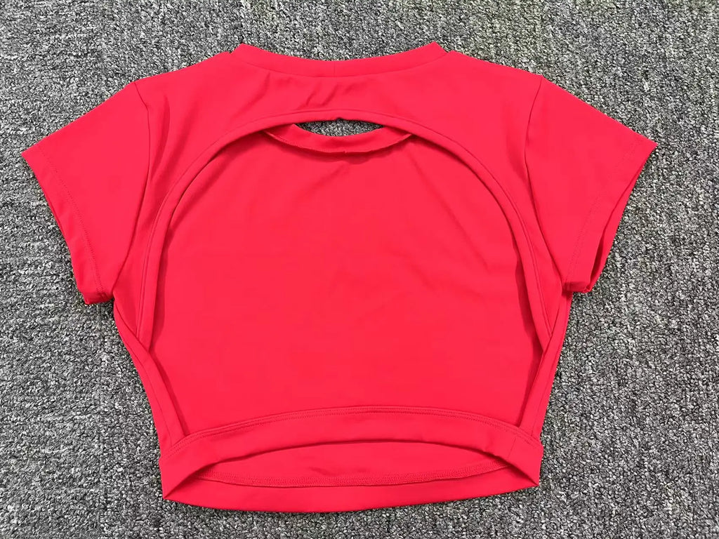 Hearuisavy Summer Sports Shirts Breathable Workout Tops Fitness Sportswear Backless Yoga Clothing Sport Crop Tops Women Gym Top