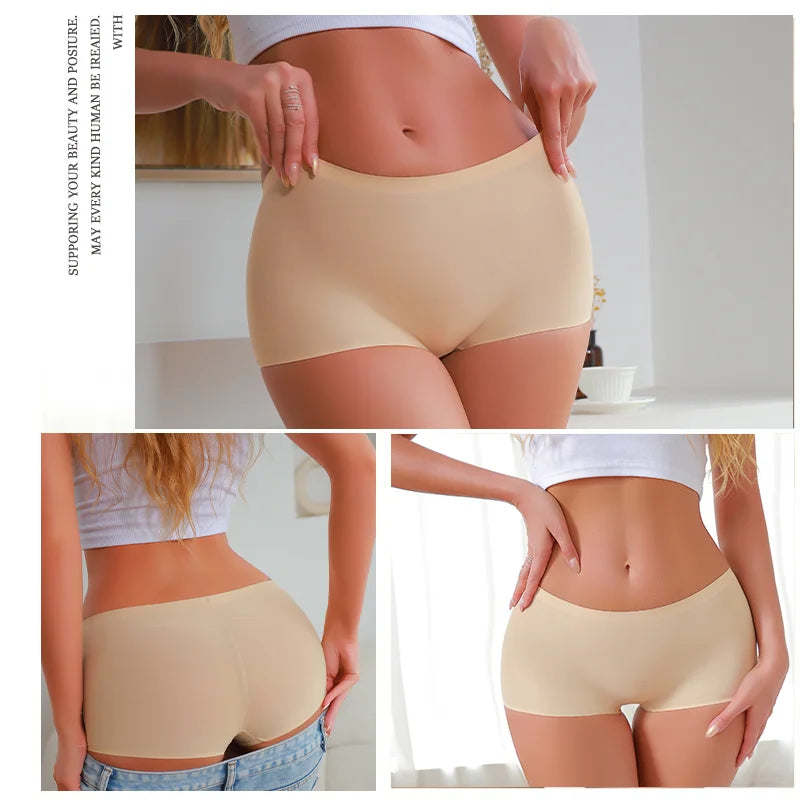 3Pcs Women's Seamless Sports Boxer Underwear Female Solid Color Panties Comfortable Briefs Cozy Lingerie Intimate Underpant S-XL